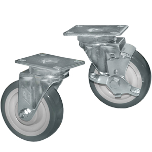 Plate Casters with Grey Polyurethane Wheels