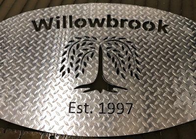 Willowbrook water jet cut sign